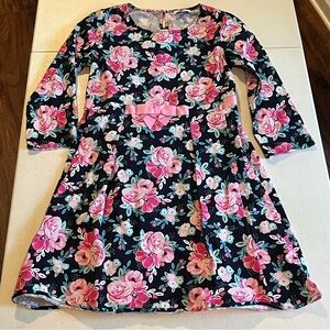Crown & Ivy Girls Pink and Black Floral Kids Dress, Size 14